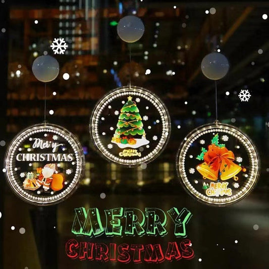 3Pcs Christmas LED Decorative Light Window Hanging Xmas Lamp Home Decor