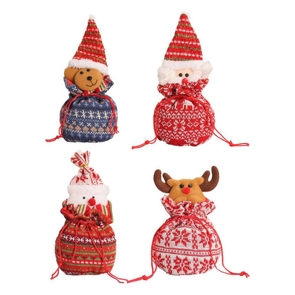 4Pcs Christmas Dolls Bags Candy Bags Festive Drawstring Bags Gifts