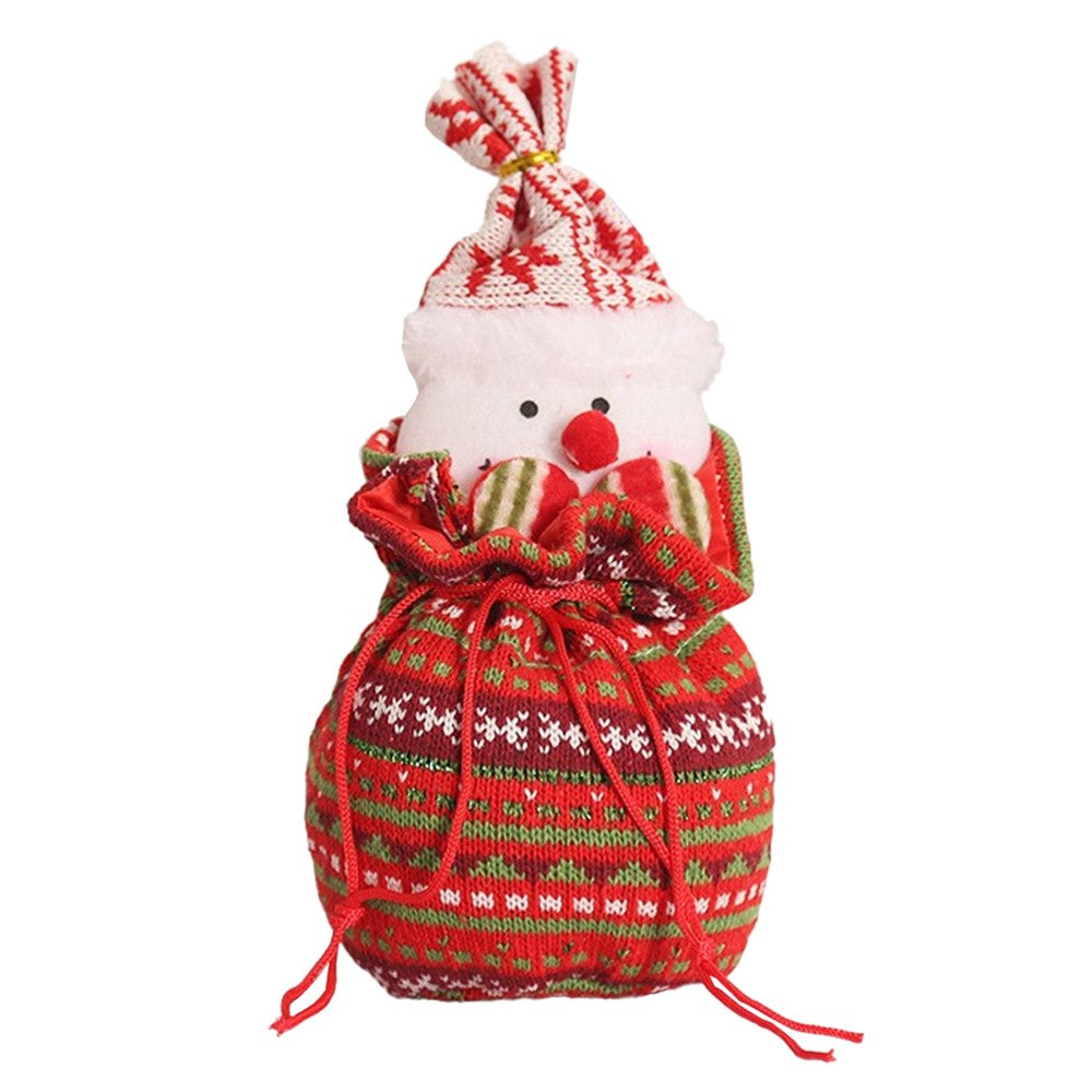 4Pcs Christmas Dolls Bags Candy Bags Festive Drawstring Bags Gifts