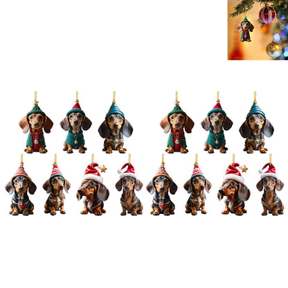 14 Pieces Dachshund Christmas Dog Ornaments Funny Tree Decorations
