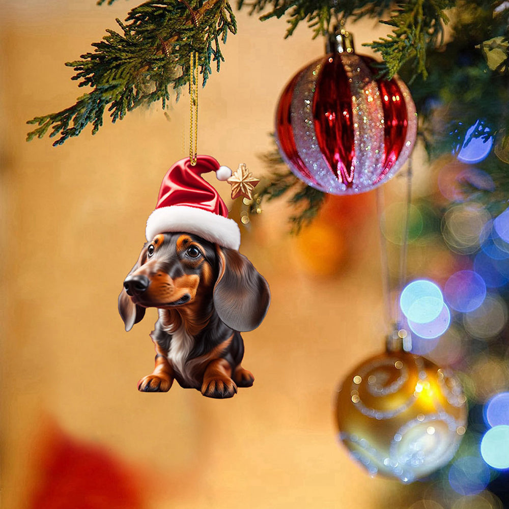 7 Pieces Dachshund Christmas Dog Ornaments Funny Tree Decorations