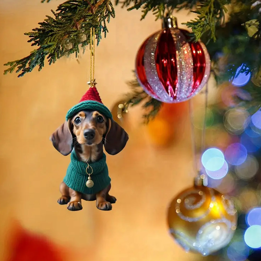 7 Pieces Dachshund Christmas Dog Ornaments Funny Tree Decorations