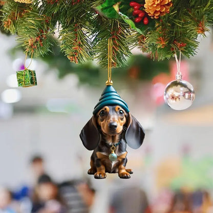7 Pieces Dachshund Christmas Dog Ornaments Funny Tree Decorations