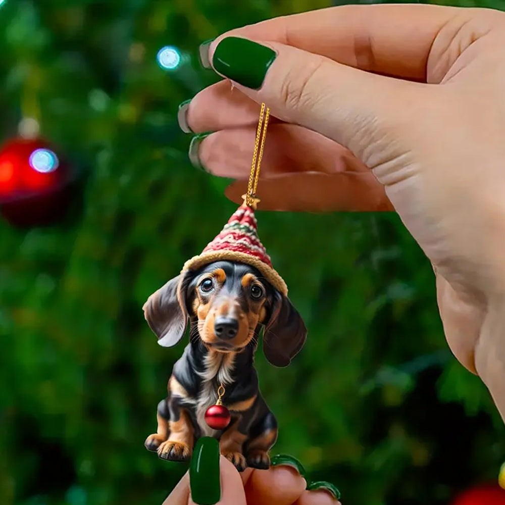 7 Pieces Dachshund Christmas Dog Ornaments Funny Tree Decorations