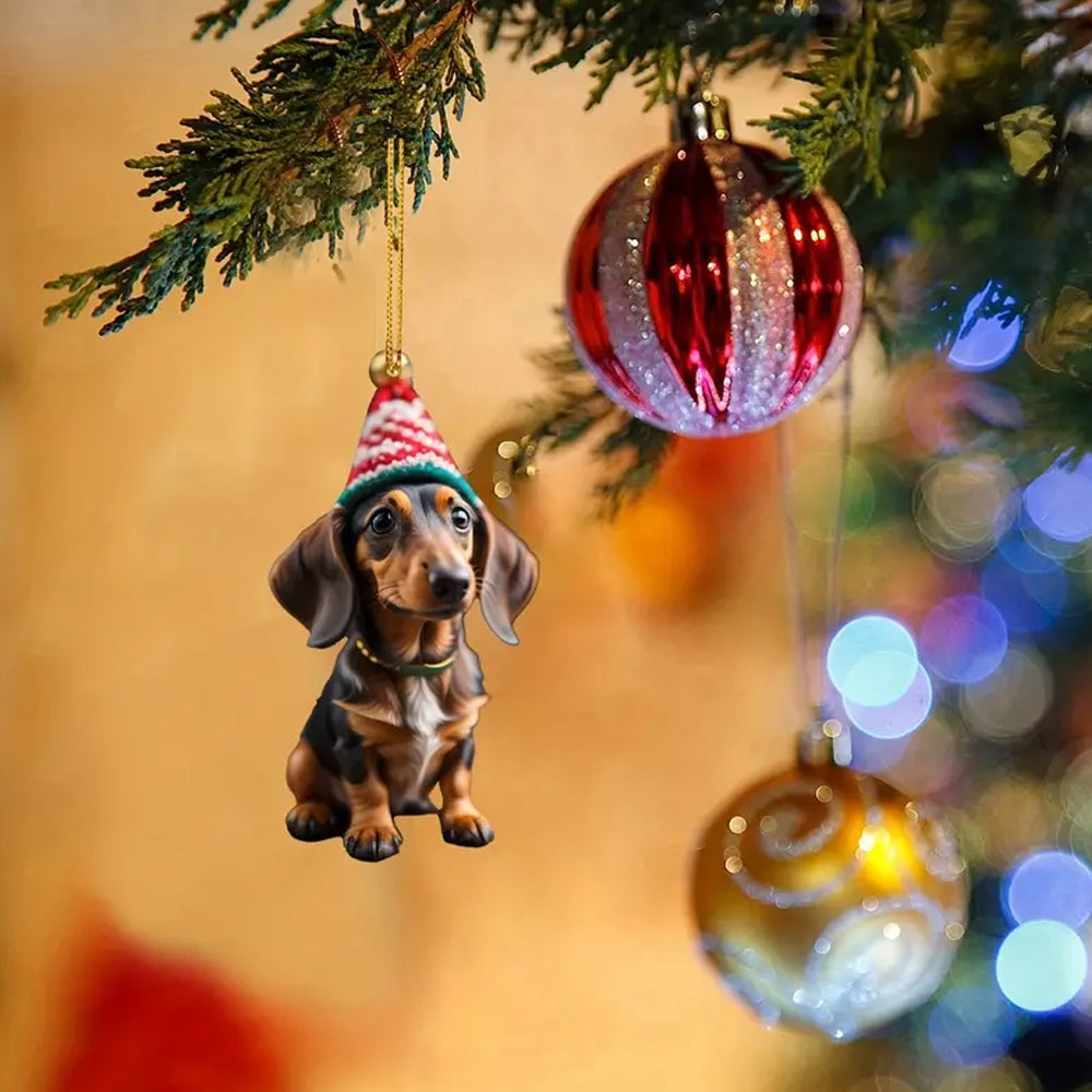 7 Pieces Dachshund Christmas Dog Ornaments Funny Tree Decorations