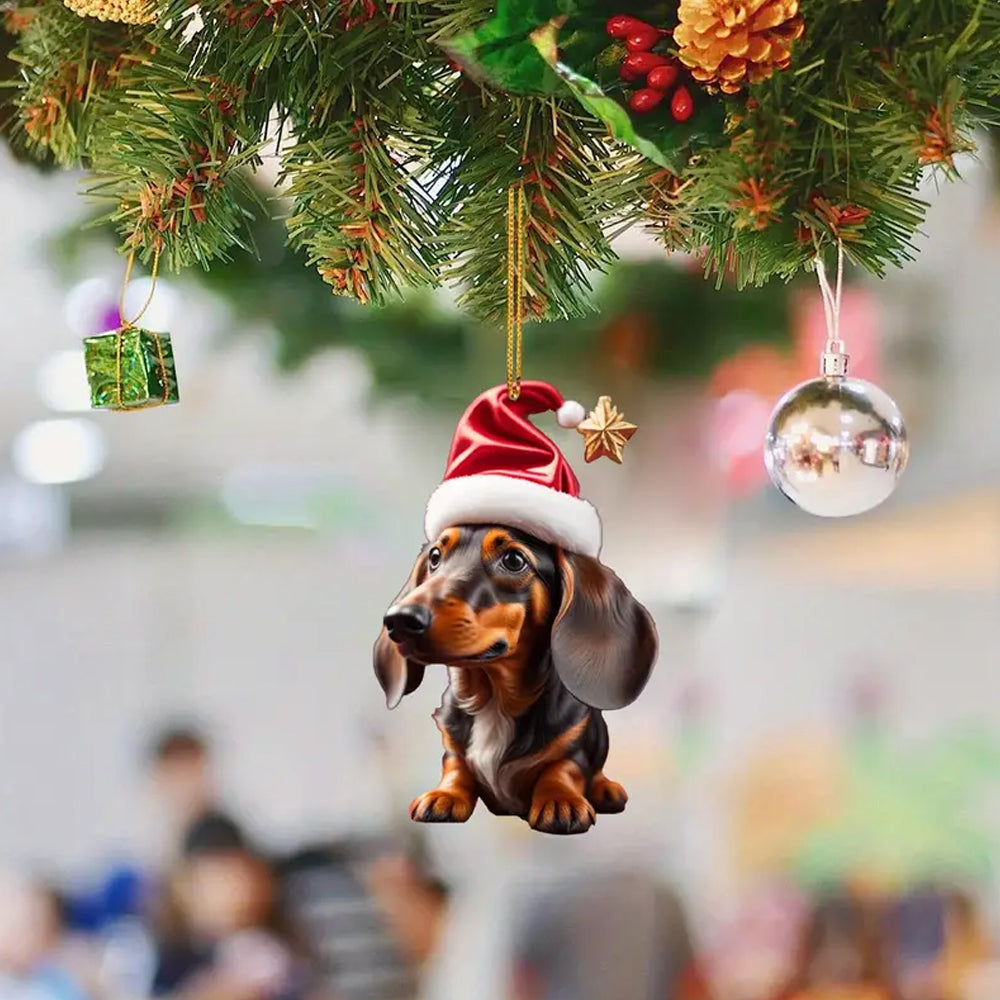 7 Pieces Dachshund Christmas Dog Ornaments Funny Tree Decorations