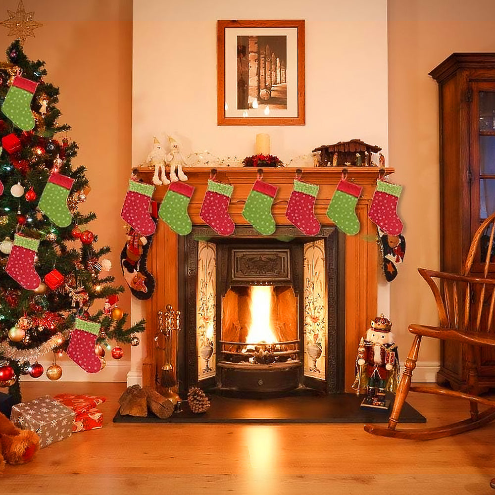 12Pcs Snowflake Christmas Stockings for Home Christmas Tree Party Decor