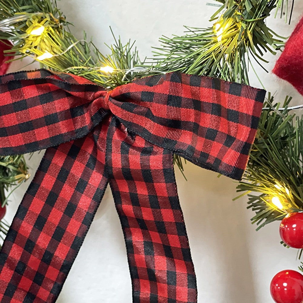 2xChristmas Wreath Door Decoration LED Wreath for Home Decor