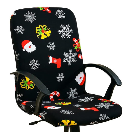Christmas Stretch Office Chair Cover Removable Swivel Office Chair Slipcover Black