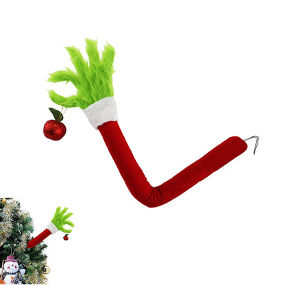 2pcs Christmas Elf Green Hand Tree Topper Xmas Arm Plush Doll Ornament for Christmas Party Decorations-Green Hand and Elf Leg