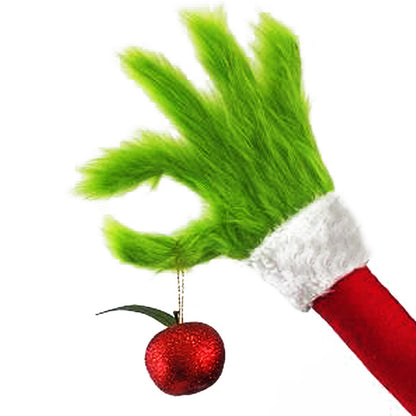 2pcs Christmas Elf Green Hand Tree Topper Xmas Arm Plush Doll Ornament for Christmas Party Decorations