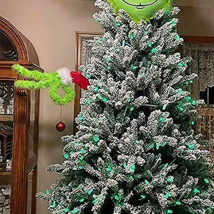 2pcs Christmas Elf Green Hand Tree Topper Xmas Arm Plush Doll Ornament for Christmas Party Decorations