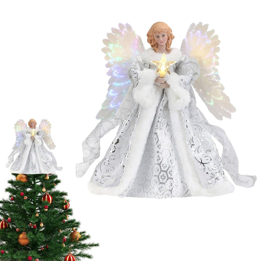 25cm 2D Christmas Tree Topper Angel Fairy Festive Xmas Tree Top Ornament Decoration White