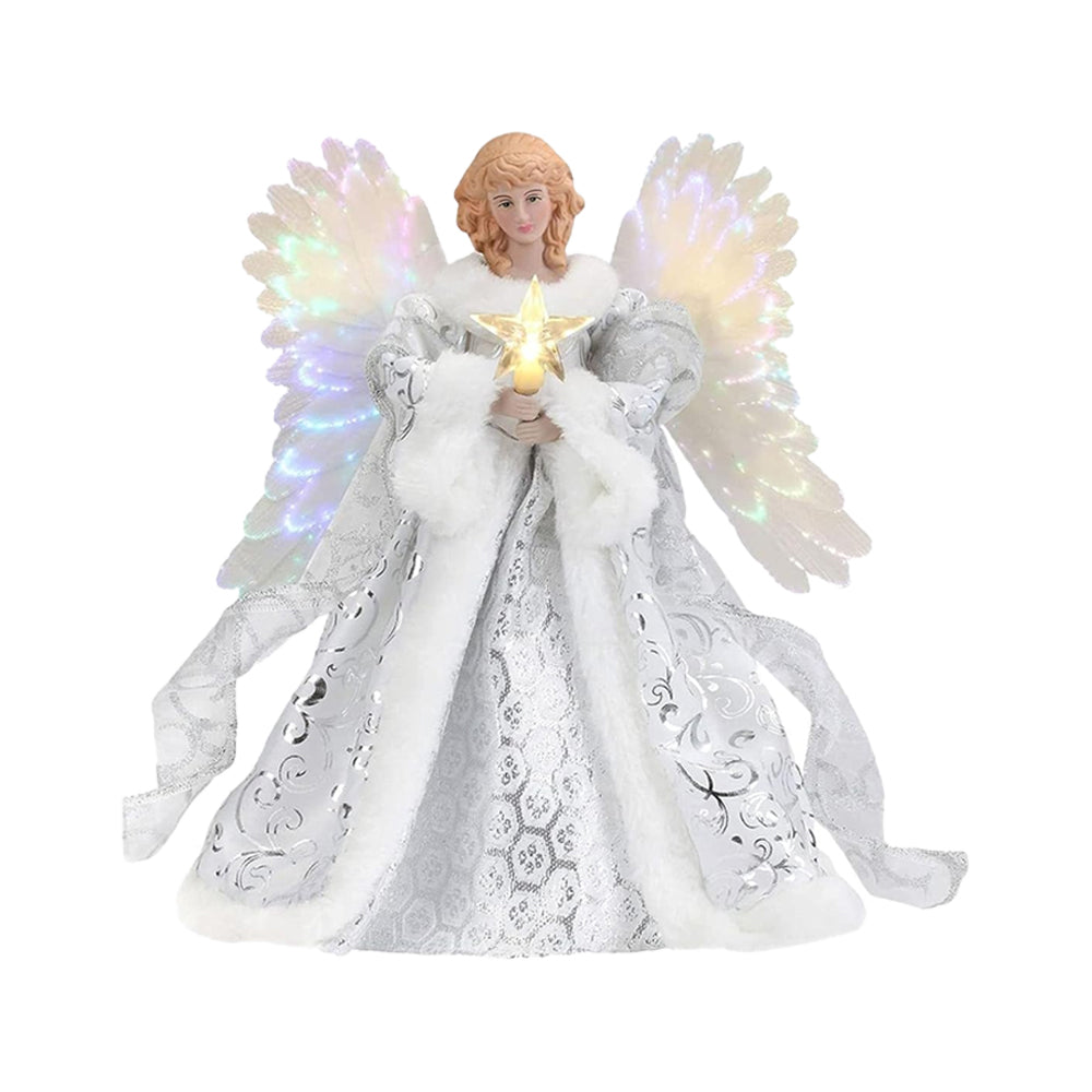 25cm 2D Christmas Tree Topper Angel Fairy Festive Xmas Tree Top Ornament Decoration White