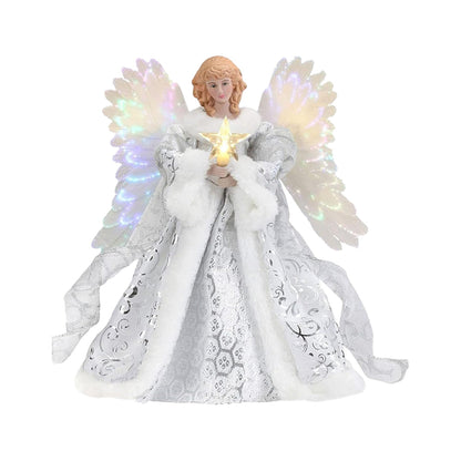 25cm 2D Christmas Tree Topper Angel Fairy Festive Xmas Tree Top Ornament Decoration White