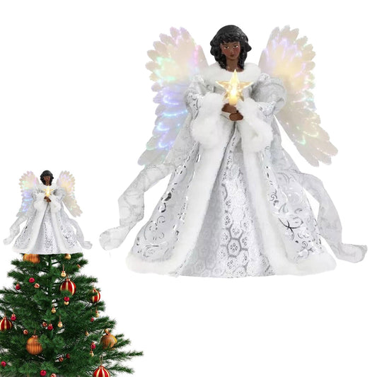 25cm 2D Christmas Tree Topper Angel Fairy Festive Xmas Tree Top Ornament Decoration Black