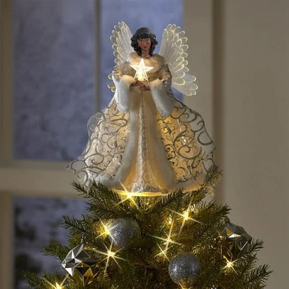 25cm 2D Christmas Tree Topper Angel Fairy Festive Xmas Tree Top Ornament Decoration Black