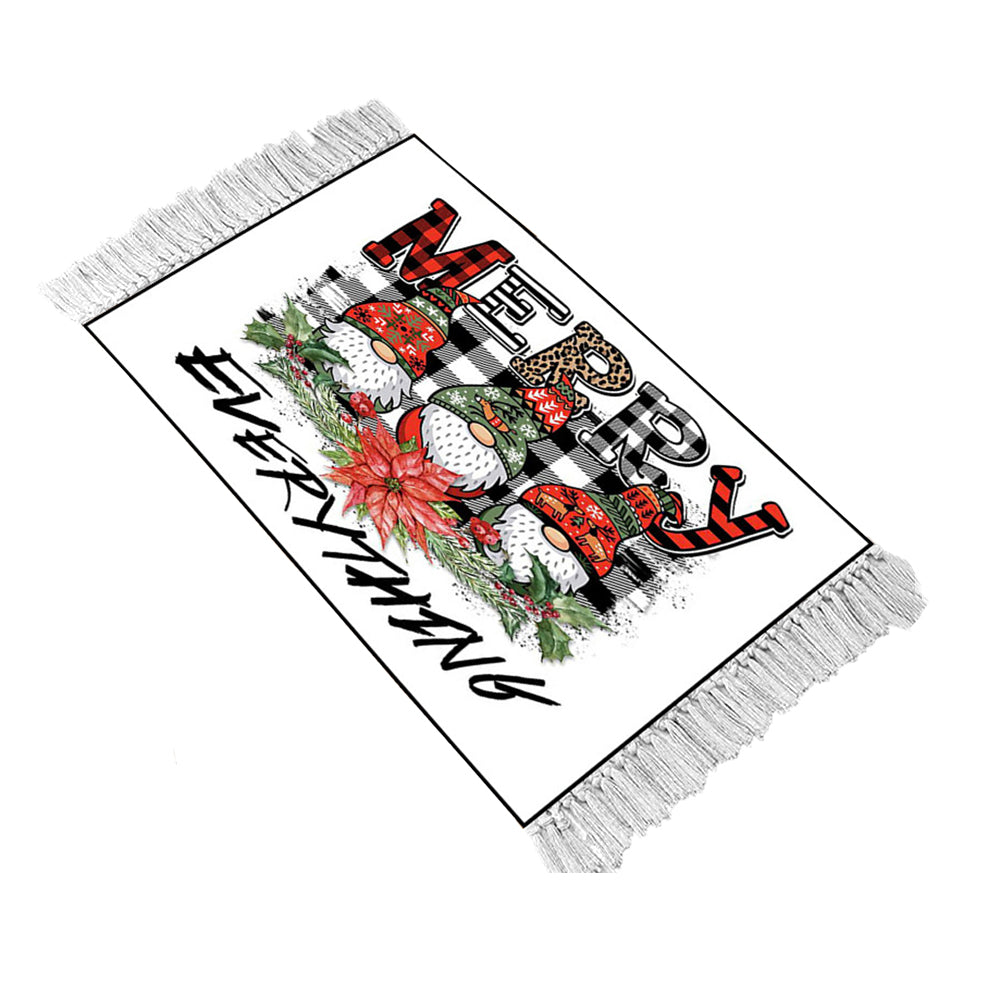 Christmas Dwarf Style Floor Mat Woven Washable Rectangular Floor Mat Floor Style 1