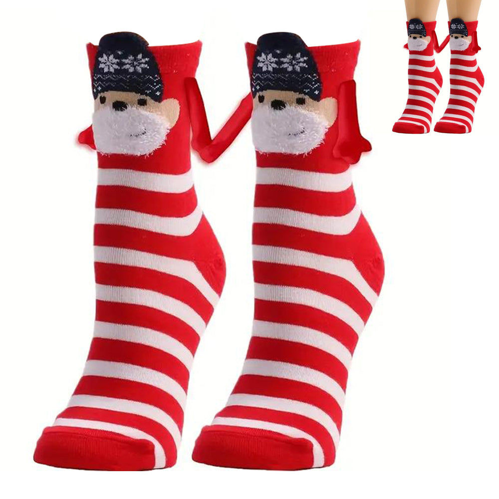 Magnetic Holding Hands Socks Christmas Novelty Socks Gifts for Friends Couples Bestie-Santa Clause