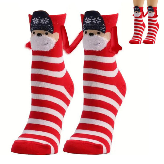 Magnetic Holding Hands Socks Christmas Novelty Socks Gifts for Friends Couples Bestie-Santa Clause