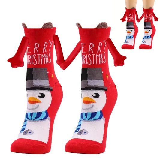 Magnetic Holding Hands Socks Christmas Novelty Socks Gifts for Friends Couples Bestie-Snowman