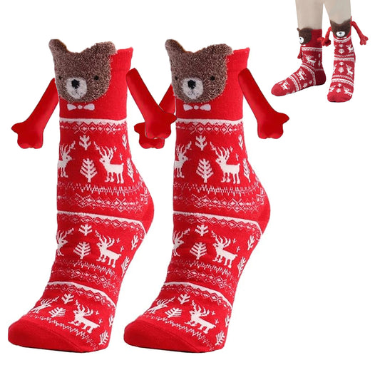 Magnetic Holding Hands Socks Christmas Novelty Socks Gifts for Friends Couples Bestie-Fox