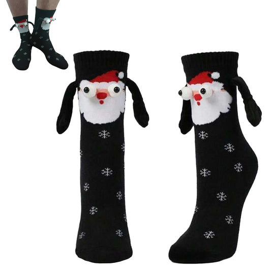 Magnetic Holding Hands Socks Christmas Novelty Socks Gifts for Friends Couples Bestie-Black Snowflake