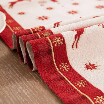 Christmas Jacquard Tassel Table Runner Xmas Table Cover Style 2