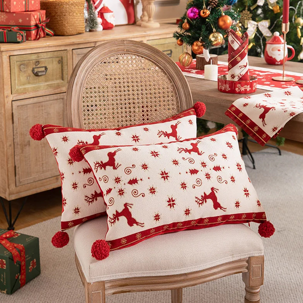 Christmas Throw Pillow with Covers Xmas Decorative Pillow Red