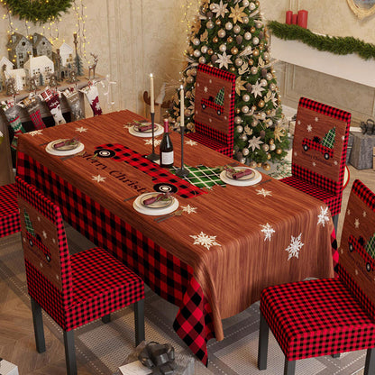 Christmas Theme Tablecloth Chair Cover Set Dining Room Decoration Table Chair Cover Set Style 5