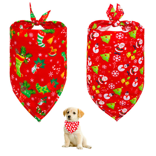 2pcs Dog Bandana Christmas Classic Triangle Scarf Pet Bibs Holiday Accessories Decoration for Cats Dogs-Style 5 and Style 6