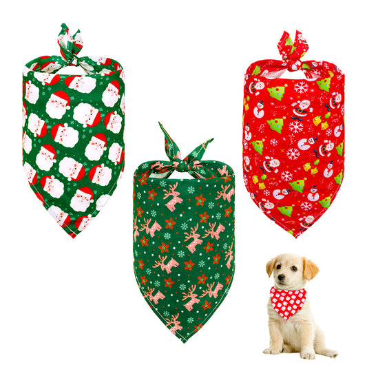 3pcs Dog Bandana Christmas Classic Triangle Scarf Pet Bibs Holiday Accessories Decoration for Cats Dogs-Style 2 and Style 3 and Style 6