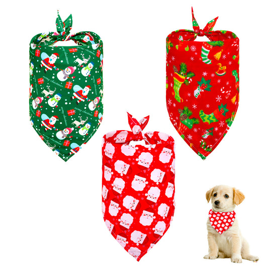 3pcs Dog Bandana Christmas Classic Triangle Scarf Pet Bibs Holiday Accessories Decoration for Cats Dogs-Style 1 and Style 4 and Style 5
