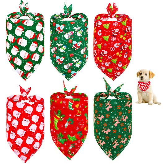 6pcs Dog Bandana Christmas Classic Triangle Scarf Pet Bibs Holiday Accessories Decoration for Cats Dogs-Style 1 and Style 4 and Style 5 and Style 2 and Style 3 and Style 6