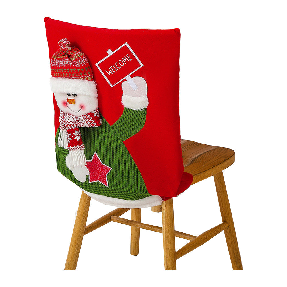 2 X Christmas Chair Covers Santa Snowman Dining Chair Back Covers Xmas Decor