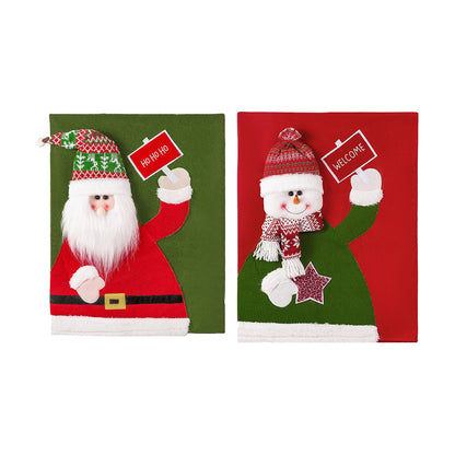 2 X Christmas Chair Covers Santa Snowman Dining Chair Back Covers Xmas Decor