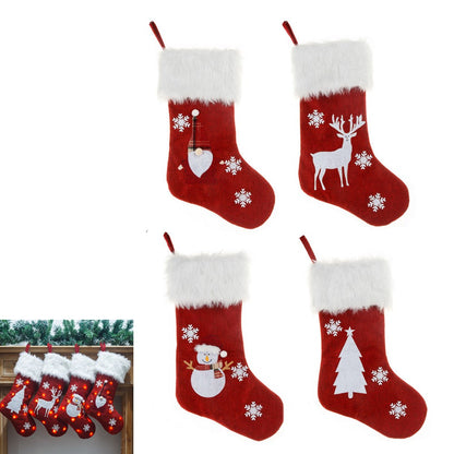 4Pcs Christmas Stocking with Lights Pendant Sock for Home Party Decor