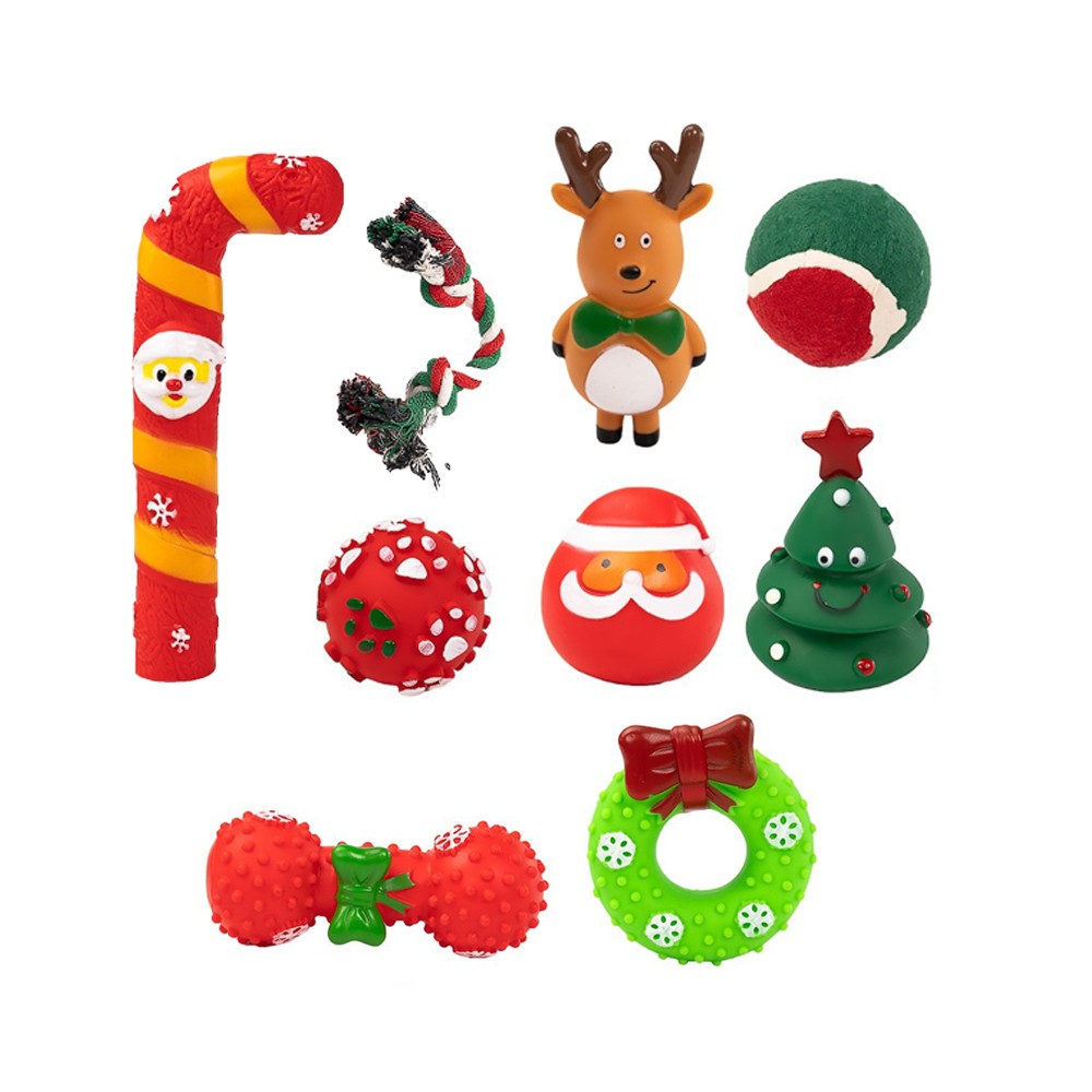 3 Sets of Squeaky Christmas Dog Toy Set Festive Dog Chew Toy - Toy Set 1 + 2 + 3