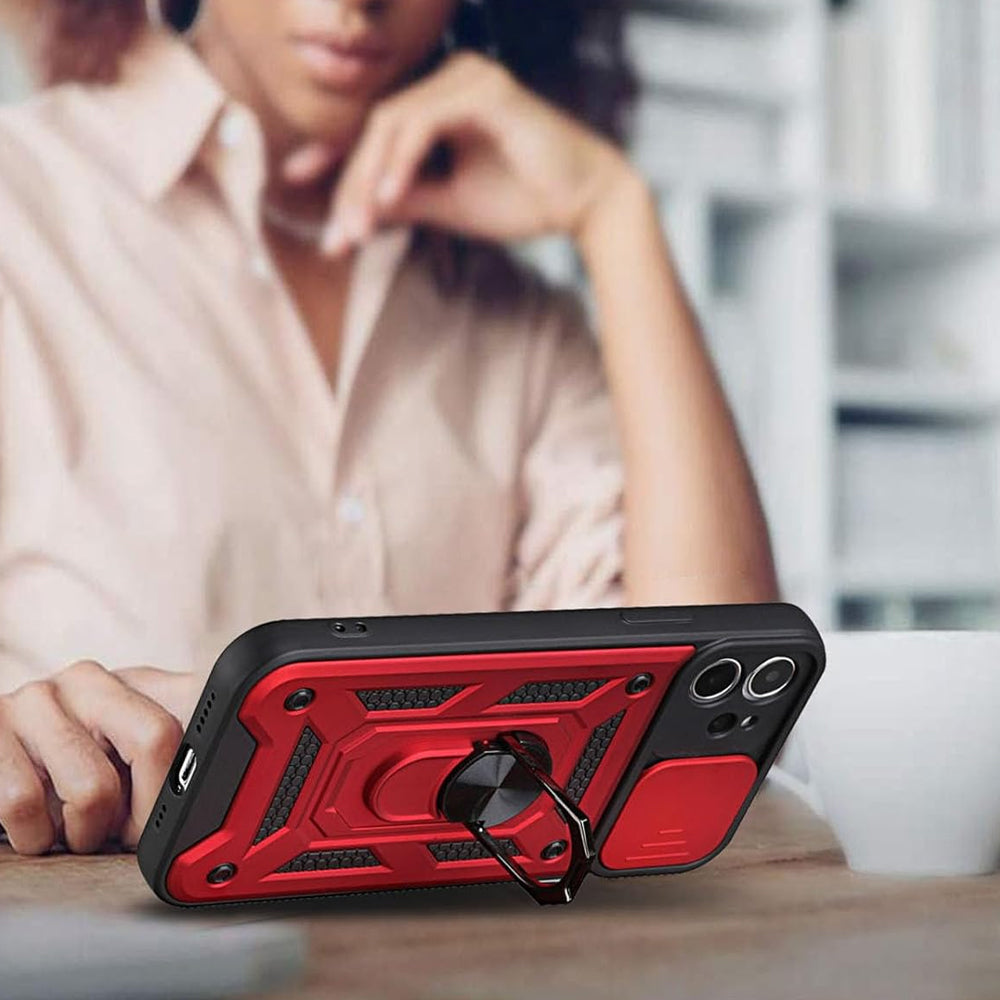 For iPhone 15 Series Stand Case Anti-Scratch Shockproof Protective Case Red