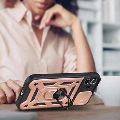 For iPhone 15 Series Stand Case Anti-Scratch Shockproof Protective Case Rose Gold