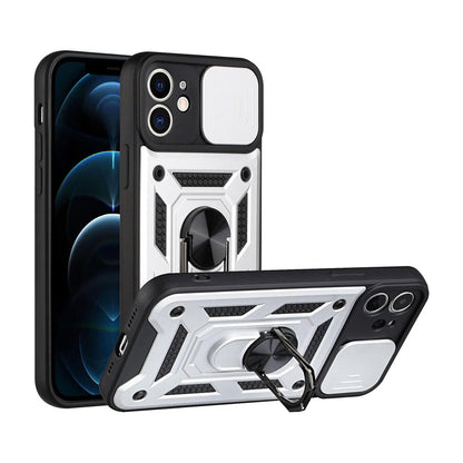 For iPhone 15 Series Stand Case Anti-Scratch Shockproof Protective Case Silver