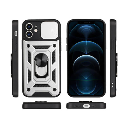 For iPhone 15 Series Stand Case Anti-Scratch Shockproof Protective Case Silver