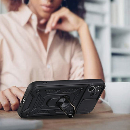 For iPhone 15 Series Stand Case Anti-Scratch Shockproof Protective Case Black