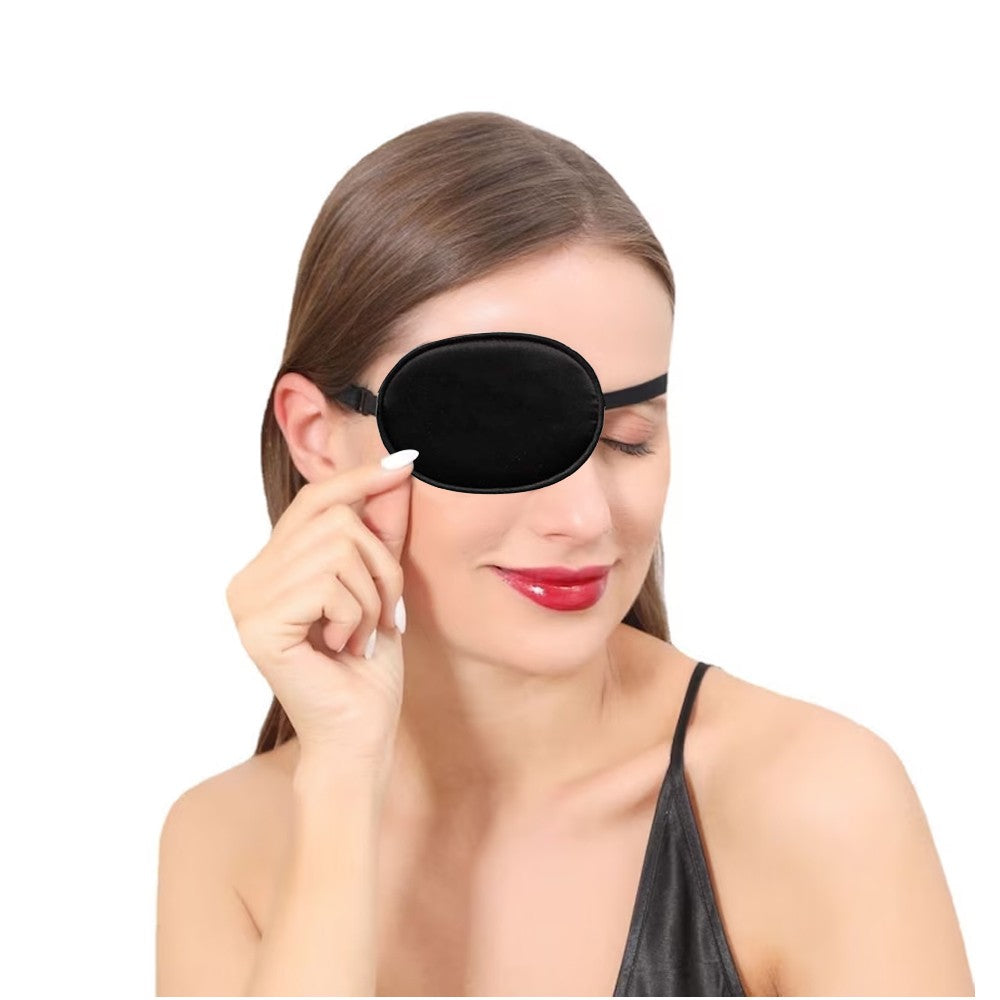 2Pcs 100% Mulberry Silk Eye Patch for Adults - Black and Blue