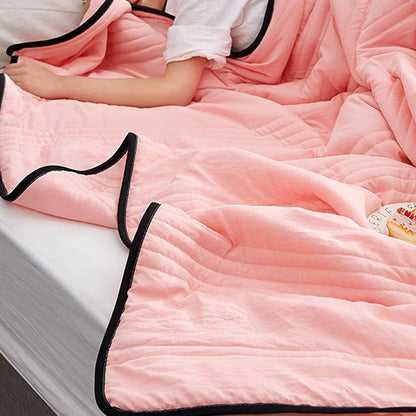 Summer Blankets Air Condition Comfort Lightweight Thin Quilt Pink