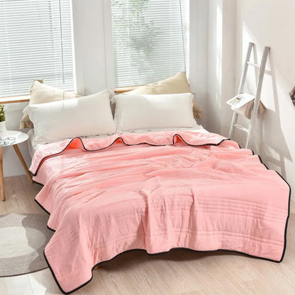 Summer Blankets Air Condition Comfort Lightweight Thin Quilt Pink
