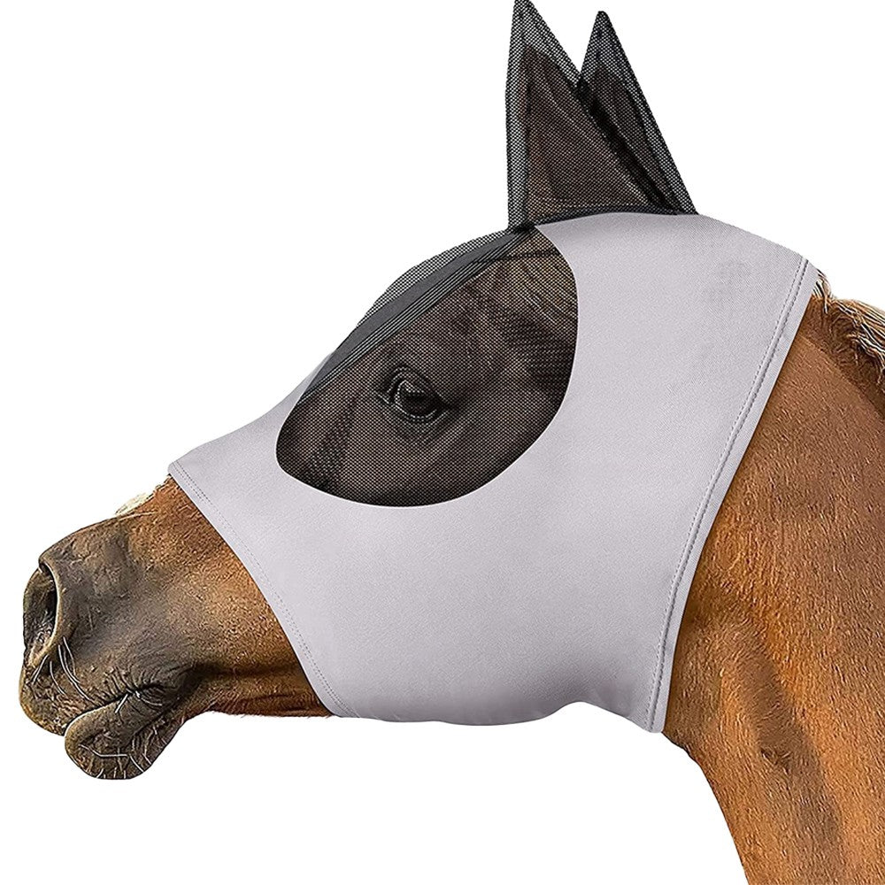 2Pcs Horse Fly Mask with Ears Cover - Black + Grey