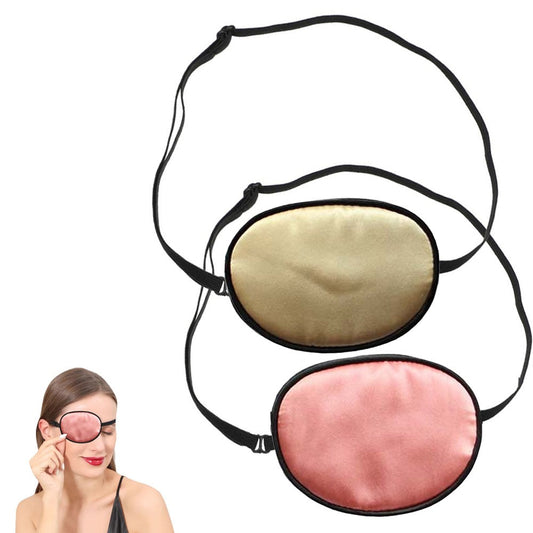 2Pcs 100% Mulberry Silk Eye Patch for Adults - Champagne and Pink