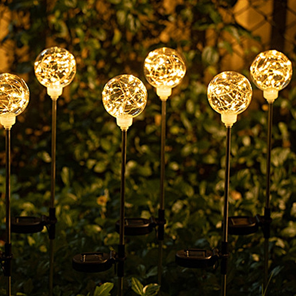 4Pcs Solar Globe Light Water-resistant Yard Stake Light Garden Landscape Light