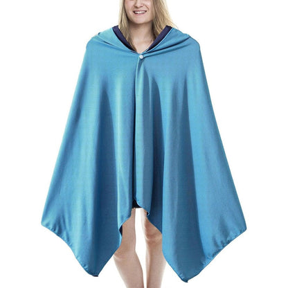 Cooling Beach Poncho Quick Drying Beach Hoodie Sun Protection Cloak Blue